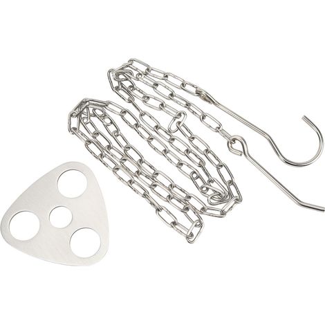 Support de plaque de cuisson trépied camping inox haute température résistant, portable avec chaîne, lot de supports réglables (1/5)