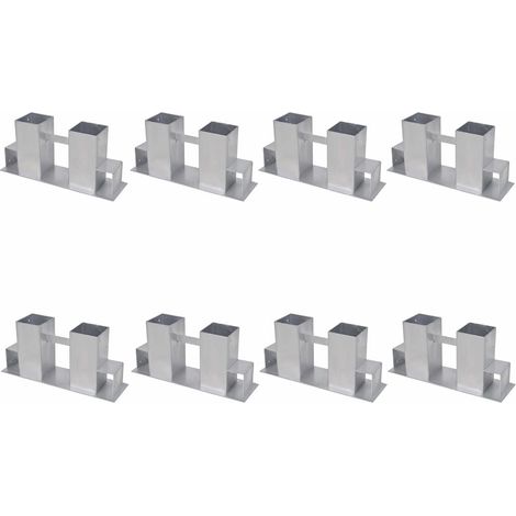 Soporte para apilar leña 8 piezas acero plateado vidaXL