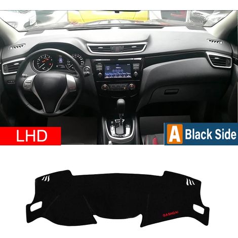 (Côté gauche noir) Convient pour Nissan Qashqai J11 2014-2018 2019 2020. Housse de tableau de bord, tapis de protection solaire, coussinet antidérapant. Accessoires inclus. (1/5)