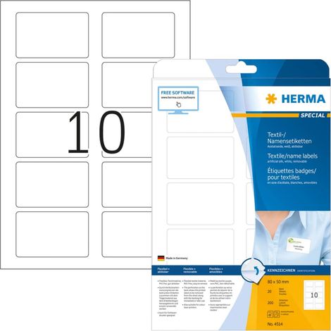 Etiquetas textiles para el nombre 20 hojas blanco A4 80x50 mm HERMA (1/3)