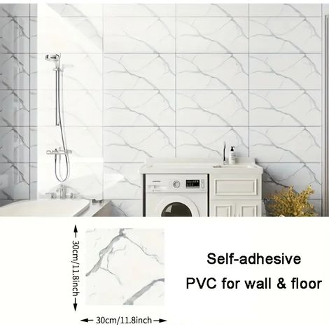 (Style 8, 10 pièces - 30 x 30 cm) Sticker de sol imitation marbre en PVC, autocollant mural, imperméable (1/4)