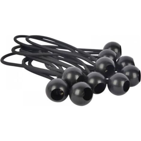 Planen-Schnellverschlüsse, 10 schwarze Gummiseile [200mm] zum Befestigen von Zeltbefestigungen mit elastischem Kugelband