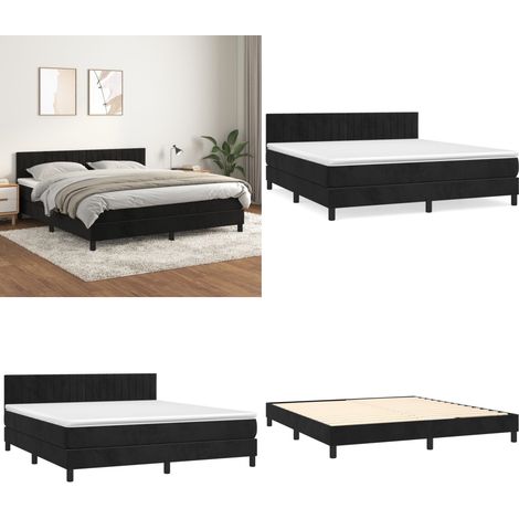 Boxspringbett mit Matratze Schwarz 160x200 cm Samt - Samtbett - Boxspringbett - Doppelbett - Schlafzimmermöbel - Bettenausstattung - Home & Living (1/5)
