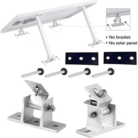 Support pour Panneaux Solaires ajustable 15-30° - Base de fixation Aluminium/Stainless Steel pour toits métalliques plats avec 2 pieds + 2 espaces + 4 vis hexagonales - Console modulable flexible