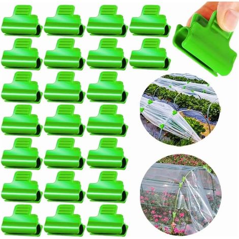 Colliers de serrage pour serres, adaptés aux tuyaux en PVC de 19 mm (3/4 pouce), pour tuteurs et filets de protection pour plantes, verts. (1/5)