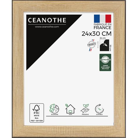 Cadre Photo Bois Contour Noir 24x30 cm et 30x24 cm - Convient au A4 - Cadre Photo Bois Noir – Cadre Photo Newton Bois Noir 24x30 cm - Fabriqué en France - Verre acrylique Incassable (1/5)
