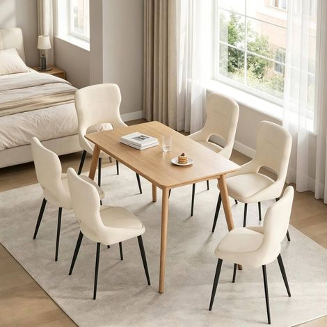 Chaises salle manger Chenille 43x40x86 cm Beige HAVRYA (1/4)