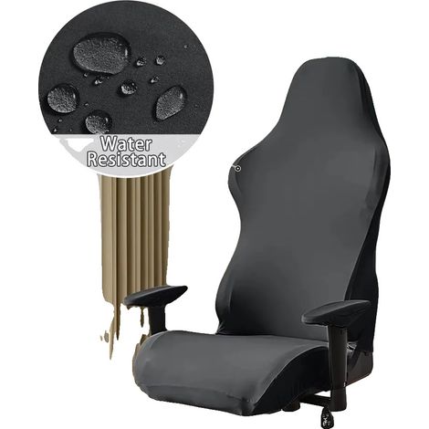 Gaming-Stuhlbezug, dehnbares Set, Armlehnen- und Rückenbezüge, grau (1/2)