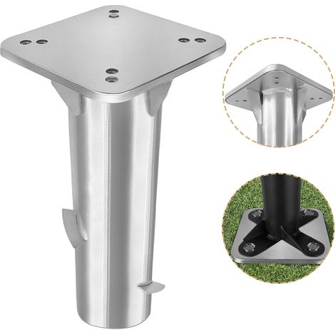 Froadp Universal Bodenhülse Sonnenschirmständer Metall Bodenplatte Sonnenschirm Bodenanker mit Deckel Verdecktes Design Erdspieße Ständer für Kurbelschirm Ampelschirm, Silber (1/5)