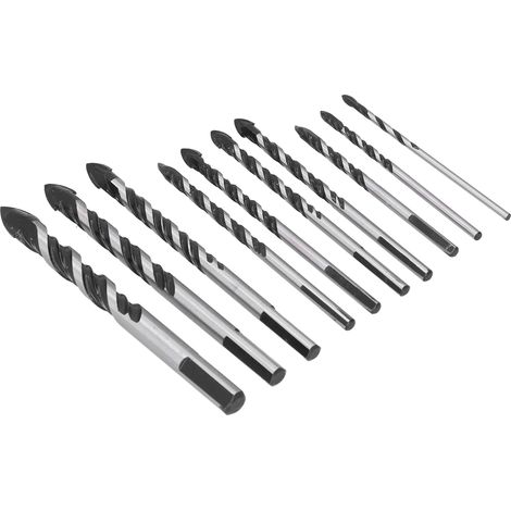 Kit de 10 forets en carbure cémenté à une ou deux goujures pour carrelage et verre (1/5)
