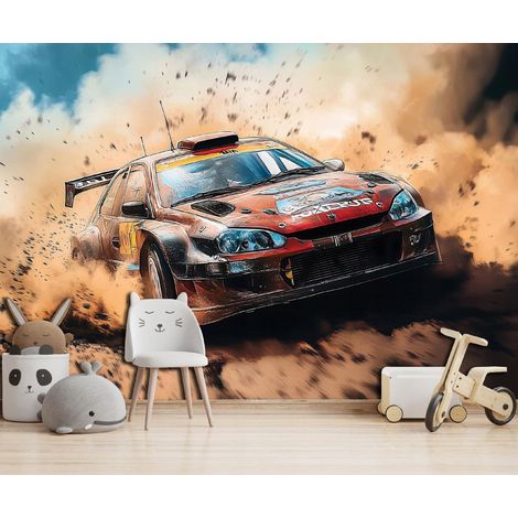Vlies Fototapete Kinderzimmer 150x105 cm Auto - Fototapeten Tapeten für Kinder Jungen - Teenagerzimmer - Kinderzimmertapete Autorennen, WallArena (1/4)