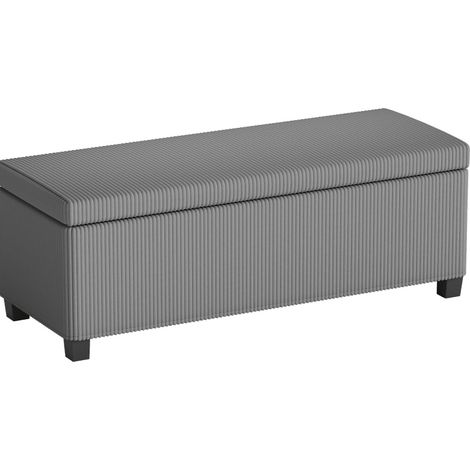 Gepolsterte Aufbewahrungsbank grau aus Cord 112 x 42 x 40 cm (1/4)