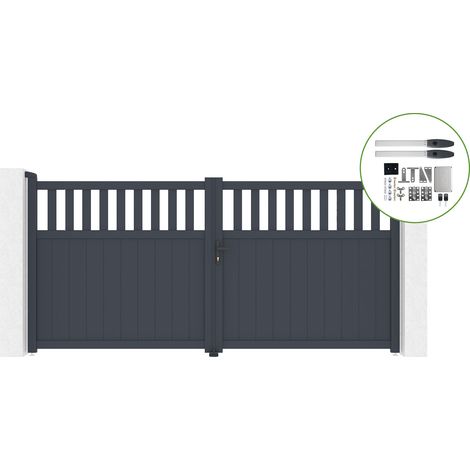 Portail battant 3,4m SANTIS H.160cm alu + motorisation HICKER B200 (1/4)