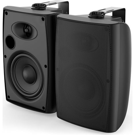 6.5 Inch Waterproof Outdoor Speakers, 400 W Outdoor Speaker, 2 Ways with Powerful Bass for Patio, Home, Indoor Swimming Pool, Backyard (Pair, Black) (1/5)