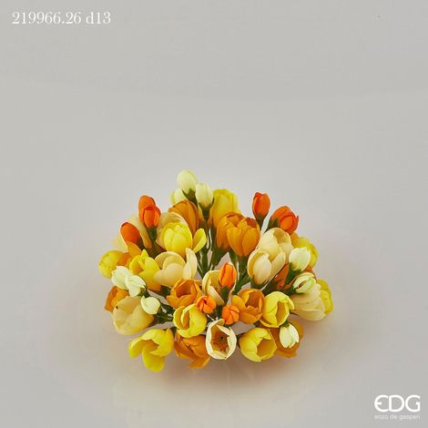 EDG Enzo De Gasperi Portacandela Corona Crocus-Mix D 13 Cm Int. 3,5 Cm Giallo Arancione