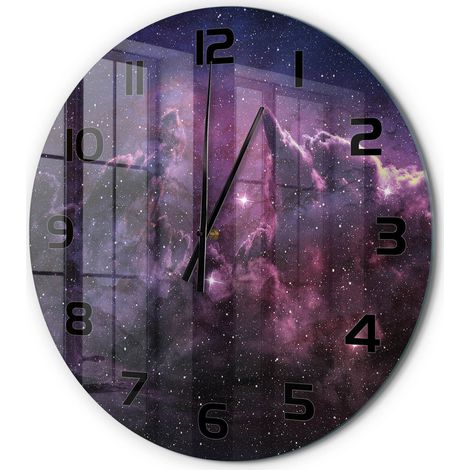 Horloge Murale Ronde Mouvement Fluide Verre Trempé Silencieuse Sans Tic-Tac Brouillard fi 60 cm (1/5)