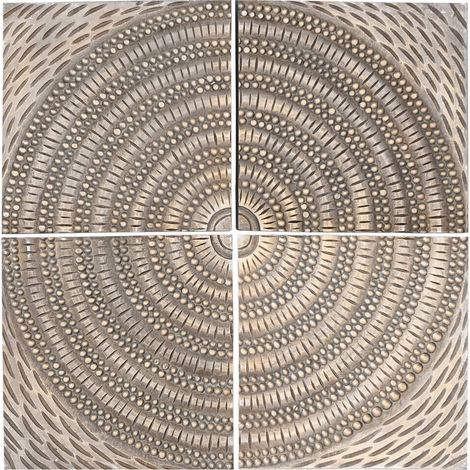 Décoration murale cercle doré en mdf et manguier style moderne - doré effet bois sculpté (1/3)