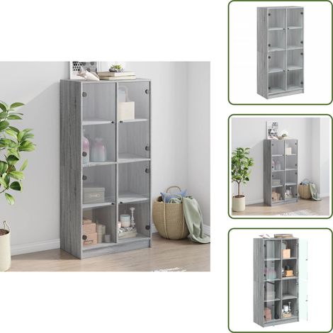 Aparador para libros - vidaXL Aparador alto con puertas madera gris Sonoma 68x37x142 cm - Aparador decorativo