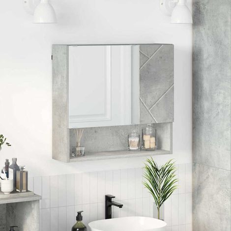 Spiegelschrank mit Tür Beton Grau 59 x 17 x 55 cm Holzwerkstoff