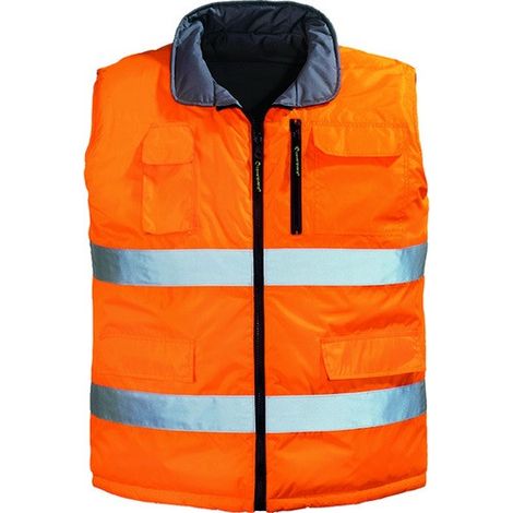 Gilet da lavoro invernale senza maniche reversibile ad alta visibilità HI-WAY - Arancione fluorescente 3XL - 60/62 (1/2)