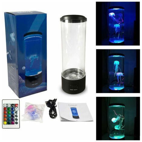 Lampe méduse intelligente avec télécommande, lampe de table en forme de bocal à poissons, lampe de table USB cadeau créative, lampe méduse céleste pour la maison, le bureau, la table de cheve (1/4)
