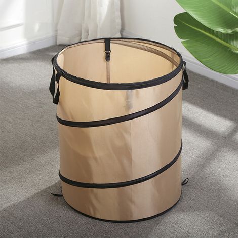 Poubelle de camping pliable en tissu Oxford, idéale pour balcon et jardin, marron clair, modèle D34 petit avec clip en S. (1/5)