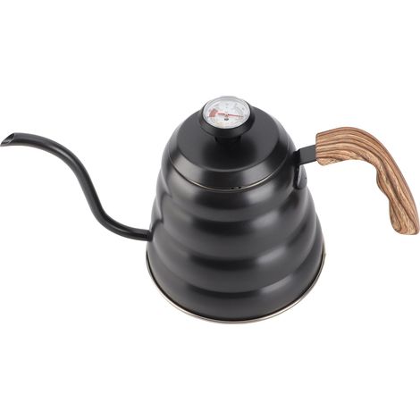 Cafetière à déversement 1.2L en acier inoxydable avec thermomètre bec de cygne pour thé et café (1/5)