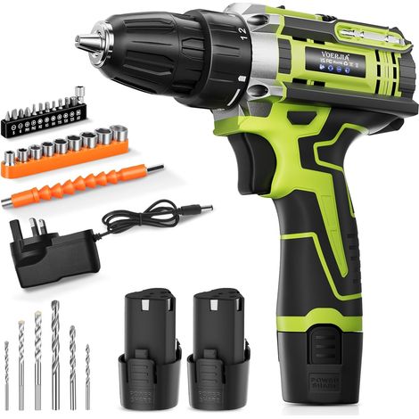 Perceuse Visseuse Sans Fil 12V, 35Nm Max, 2 Batteries 2000mAh, 18+1 Couples, Mandrin 10mm, 2 Vitesses, LED, 32 Accessoires pour Bricolage (1/5)