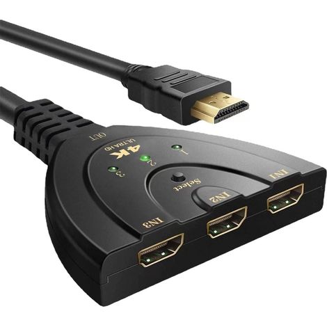 Switch 4K 3D Répartiteur HDMI 3 entrées 1 sortie pour TV, Laptop, DVD (1/5)