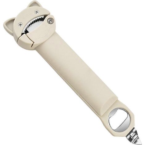 Ouvre-boîte magnétique, ouvre-bouteille télescopique, ouvre-capsule multifonction, visseuse de bouchons manuelle antidérapante, blanc (1/5)