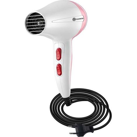 Sèche-cheveux de voyage - AVIZAR - Compact 1000W - 4 vitesses - Blanc/Rose - Embout concentrateur (1/5)