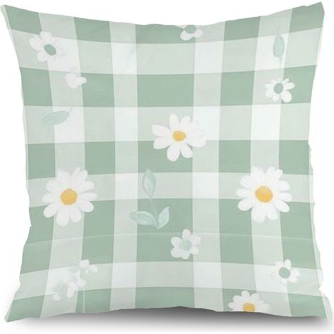Housse de coussin floral bleu rose jaune, décoration salon style ferme,50×50cm (1/5)