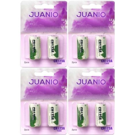 Lot de 8 Piles lithium type CR123A compatibles CR123 / CR17335 / CR17345 3V - Juanio -