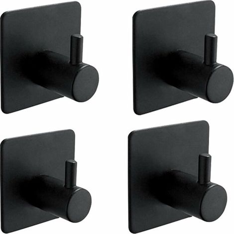 4er-Set 3M-Klebehaken, Wandmontage im Badezimmer, Handtuchhaken für die Küche, Montage ohne Bohren, selbstklebend aus Edelstahl, Schwarz