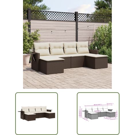 The Living Store Salon de jardin avec coussins 6 pcs marron résine tressée - Ensemble Salon De Jardin - Meubles De Jardin - Salon Extérieur - Mobilier De Jardin Design - Set De Salon De Jardin (1/3)