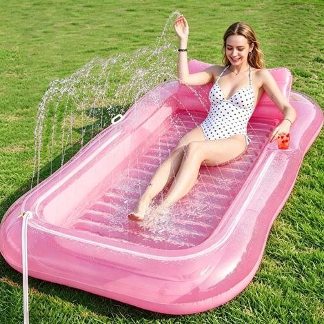 Lettino gonfiabile da piscina con schienale e portabevande, per divertirsi e rilassarsi in acqua durante l'estate, adatto ad adulti e bambini. (1/5)