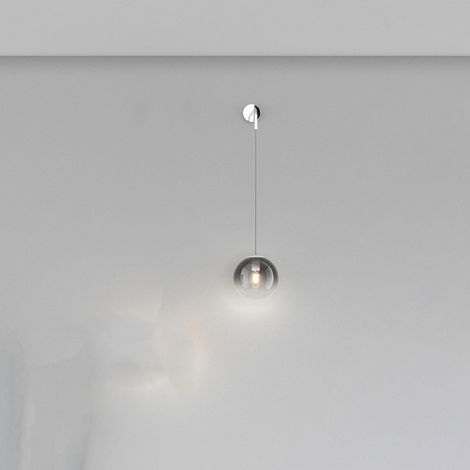 Applique Moderna Big Eclipse Metallo Cromo Vetro Fumè 1 Luce E27