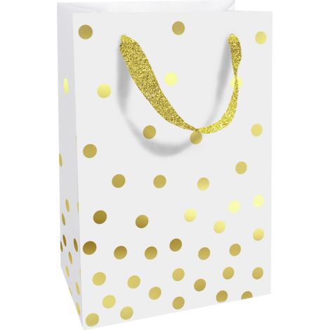 Braun & Company Geschenktasche Golden Dots weiß, 11 x 16 x 5 cm Geschenktüte