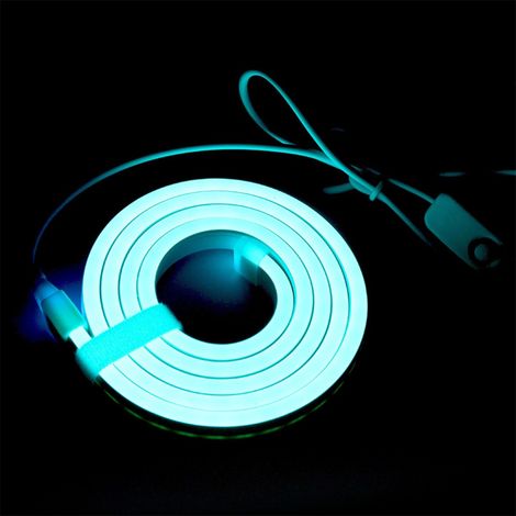 Bande LED néon USB bleu glacier avec variateur tactile, étanche IP67, flexible en PVC, disponible en 1 m, 3 m et 5 m pour éclairage d'accentuation. (1/5)