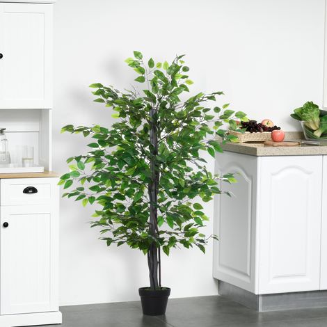 Banyan artificial 145 cm de plástico con maceta negra, verde DESVIAE (1/5)