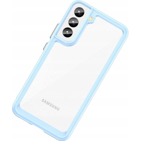 Custodia rigida a tema spazio esterno per Samsung Galaxy S22+ (S22 Plus) con cornice in gel blu (1/5)