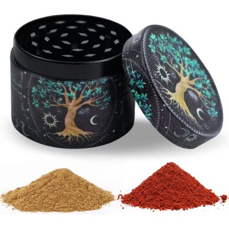 BUNTHAUS Broyeur à pollen, Broyeur d'herbes Moulin à épices en Aluminium pour épices, herbes, épices, herbes (Noir) (1/5)