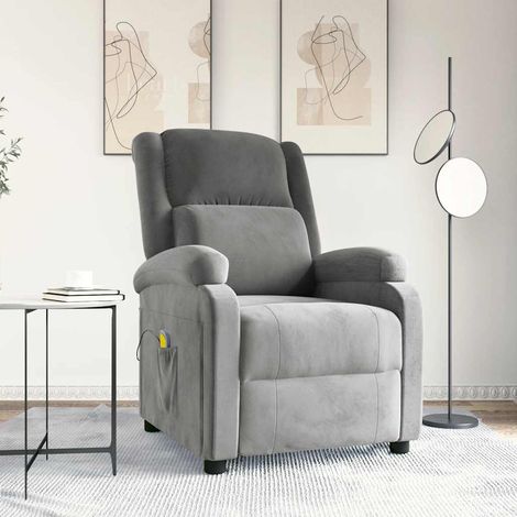 Massagesessel Hellgrau Samt