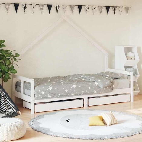 vidaXL Estructura cama niños con cajones madera pino blanco 80x200 cm (1/5)