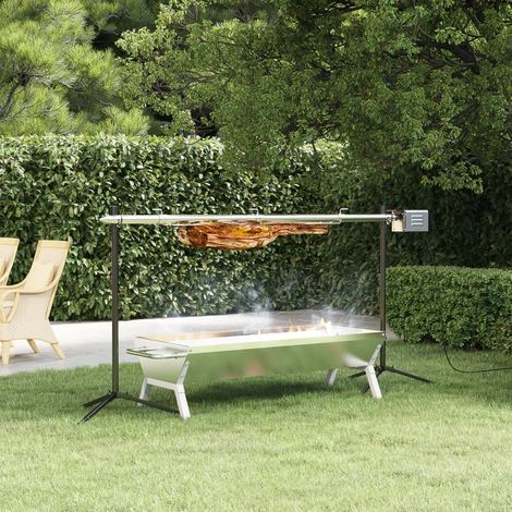 Set Griglia e Vassoio Barbecue Automatico in Acciaio Inox vidaXL