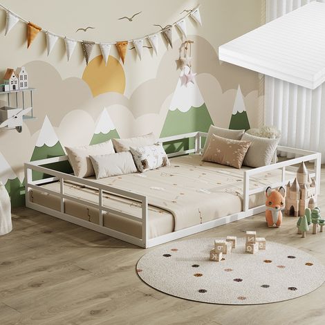 Cama infantil Minno, Blanco, 140x200 con colchón, Vitalispa (1/5)