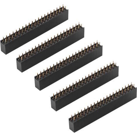 5 connecteurs femelles à double rangée de broches courtes, pas de 2,54 mm, 2 x 20 broches, pour Raspberry Pi (1/5)