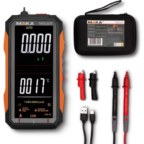 Multimètre true RMS 6000 points – MKEL60X – Indice de sécurité CAT III 600V – Écran couleur 4,8 pouces – Rechargeable USB-C – Maka (1/5)