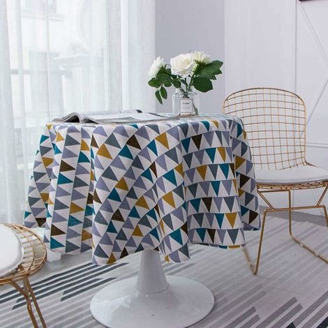 BRAVIX Nappe Ronde 150 cm en Coton et Lin Tissu Nappe en Sergé Simple Style Nordique Anti-Tache Infroissable Décoration pour Cuisine Salle à Manger Table (Coloré, Diamètre 140cm) (1/5)
