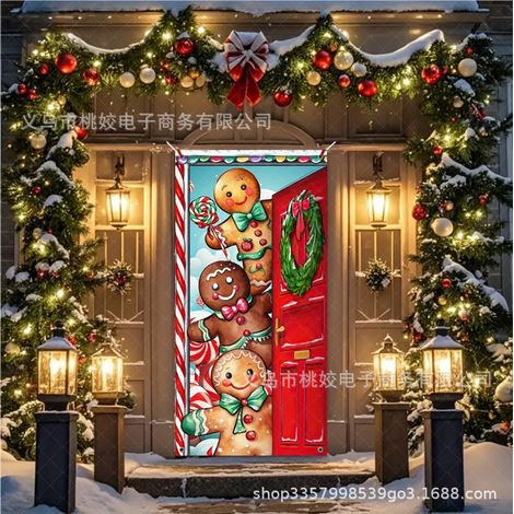 Arrière-plan de porte pour Noël / 90x210cm / Polyester / Élastique / Style 5 / Décor Fête (1/2)